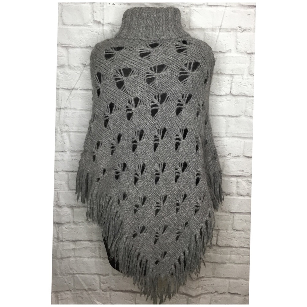French Connection Asymmetrical Crochet Poncho